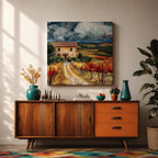 Tuscan Landscape Wall Art Italian Countryside Framed Canvas Tuscany Vineyard Rustic Home Decor