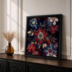 Dark Floral Wall Art Botanical Flowers Framed Canvas Moody Garden Boho Home Decor