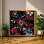 Dark Floral Wall Art Botanical Flowers Framed Canvas Moody Garden Boho Home Decor