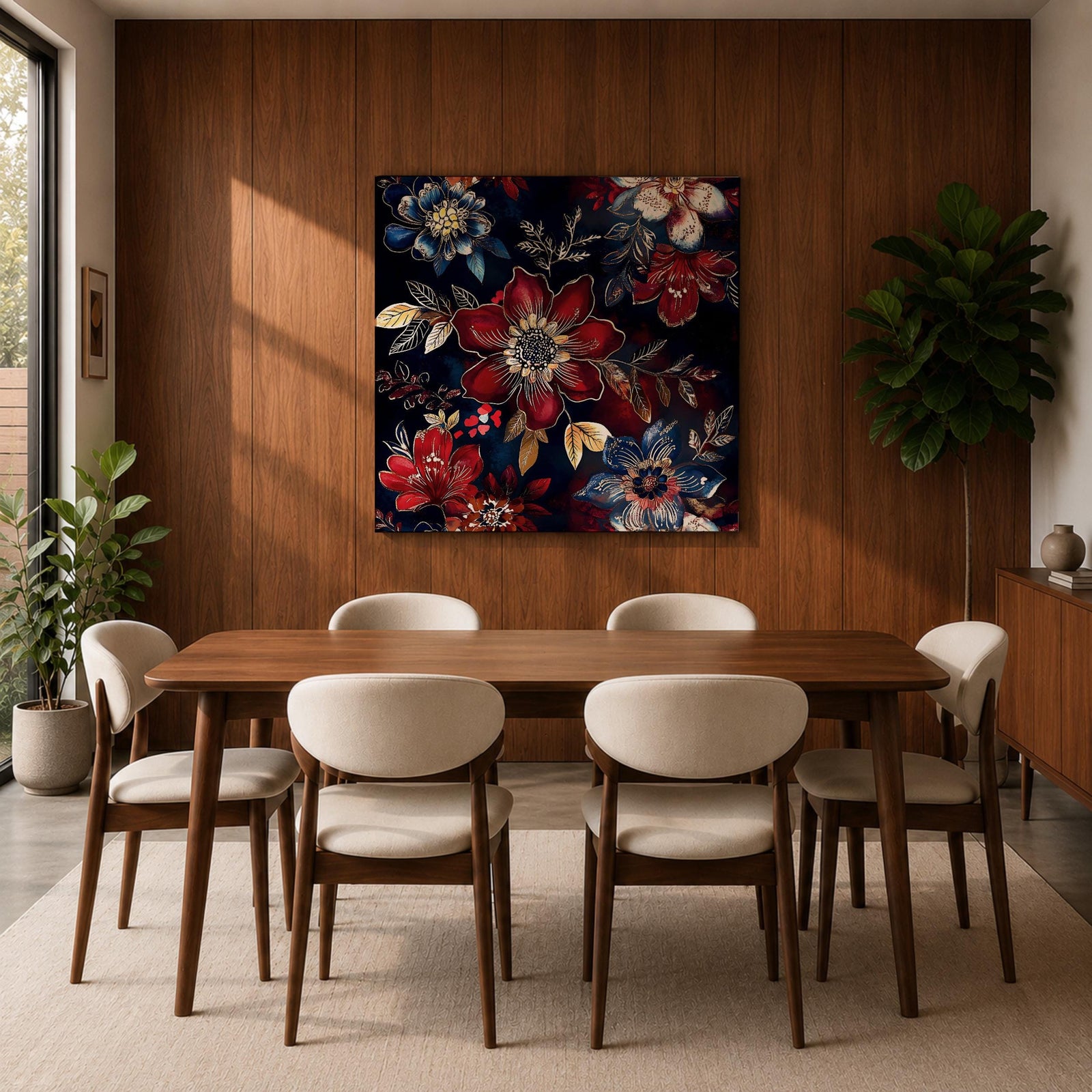 Dark Floral Wall Art Botanical Flowers Framed Canvas Moody Garden Boho Home Decor