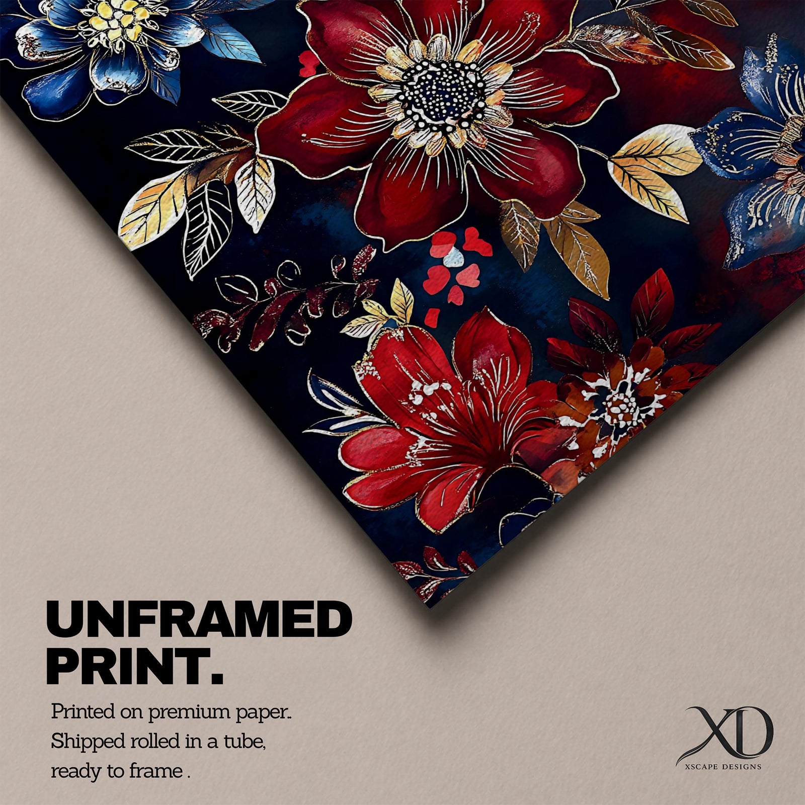 Dark Floral Wall Art Botanical Flowers Framed Canvas Moody Garden Boho Home Decor