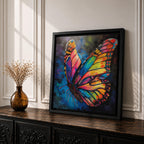 Butterfly Wall Art Rainbow Monarch Framed Canvas Boho Nature Colorful Animal Garden Decor