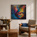 Butterfly Wall Art Rainbow Monarch Framed Canvas Boho Nature Colorful Animal Garden Decor