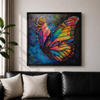 Butterfly Wall Art Rainbow Monarch Framed Canvas Boho Nature Colorful Animal Garden Decor