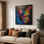 Butterfly Wall Art Rainbow Monarch Framed Canvas Boho Nature Colorful Animal Garden Decor