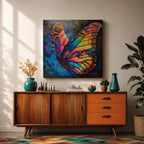 Butterfly Wall Art Rainbow Monarch Framed Canvas Boho Nature Colorful Animal Garden Decor