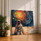 Astronaut Wall Art Space Explorer Framed Canvas Galaxy Cosmic Impasto SciFi Universe Decor