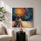 Astronaut Wall Art Space Explorer Framed Canvas Galaxy Cosmic Impasto SciFi Universe Decor