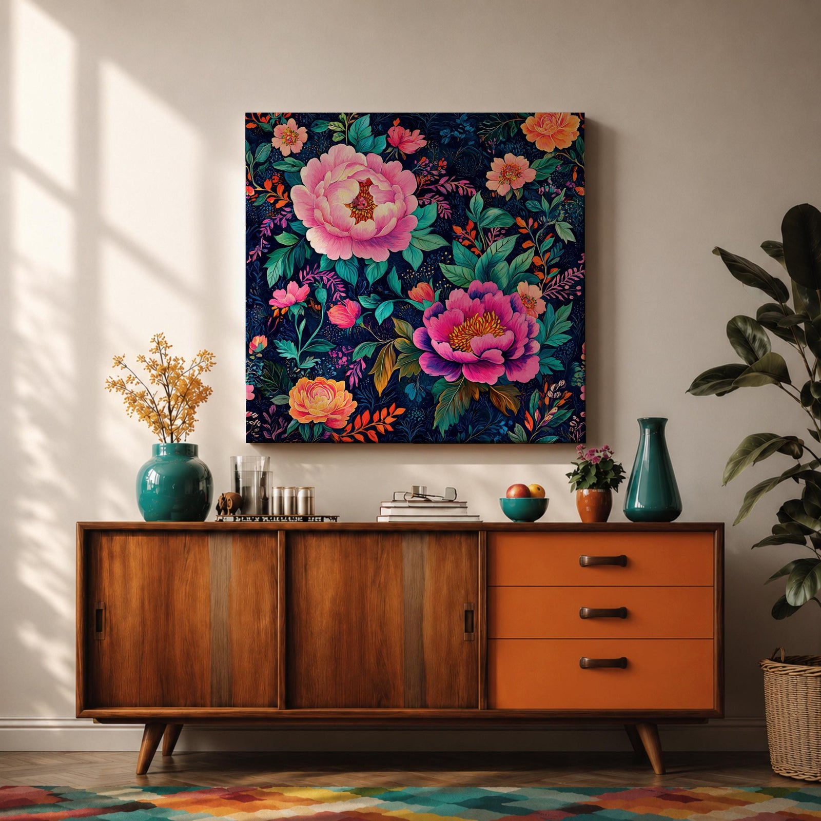 Peony Floral Wall Art Botanical Garden Framed Canvas Modern Flower Boho Home Decor