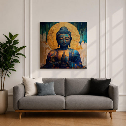 Buddha Wall Art Shakyamuni Framed Canvas Meditation Zen Impasto Buddhist Spiritual Decor