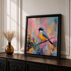 Songbird Wall Art Warbler Framed Canvas Abstract Wildlife Botanical Modern Home Decor
