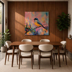 Songbird Wall Art Warbler Framed Canvas Abstract Wildlife Botanical Modern Home Decor