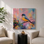Songbird Wall Art Warbler Framed Canvas Abstract Wildlife Botanical Modern Home Decor