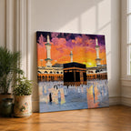 Kaaba Wall Art Sunset View Framed Canvas Masjid al Haram Mecca Islamic Home Decor