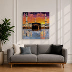 Kaaba Wall Art Sunset View Framed Canvas Masjid al Haram Mecca Islamic Home Decor