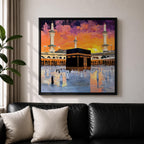 Kaaba Wall Art Sunset View Framed Canvas Masjid al Haram Mecca Islamic Home Decor