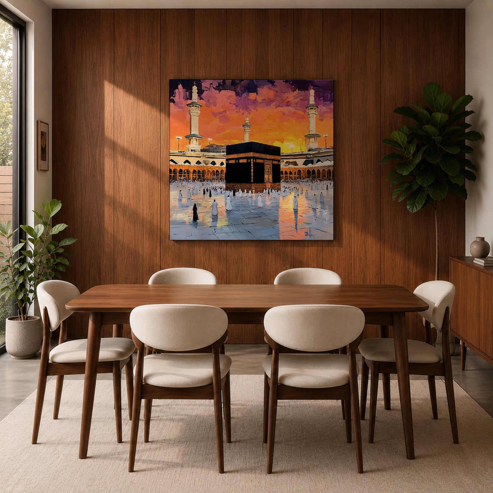 Kaaba Wall Art Sunset View Framed Canvas Masjid al Haram Mecca Islamic Home Decor