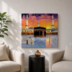Kaaba Wall Art Sunset View Framed Canvas Masjid al Haram Mecca Islamic Home Decor