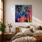 Palm Tree Sunset Wall Art Tropical Beach Framed Canvas Ocean Coastal Home Decor