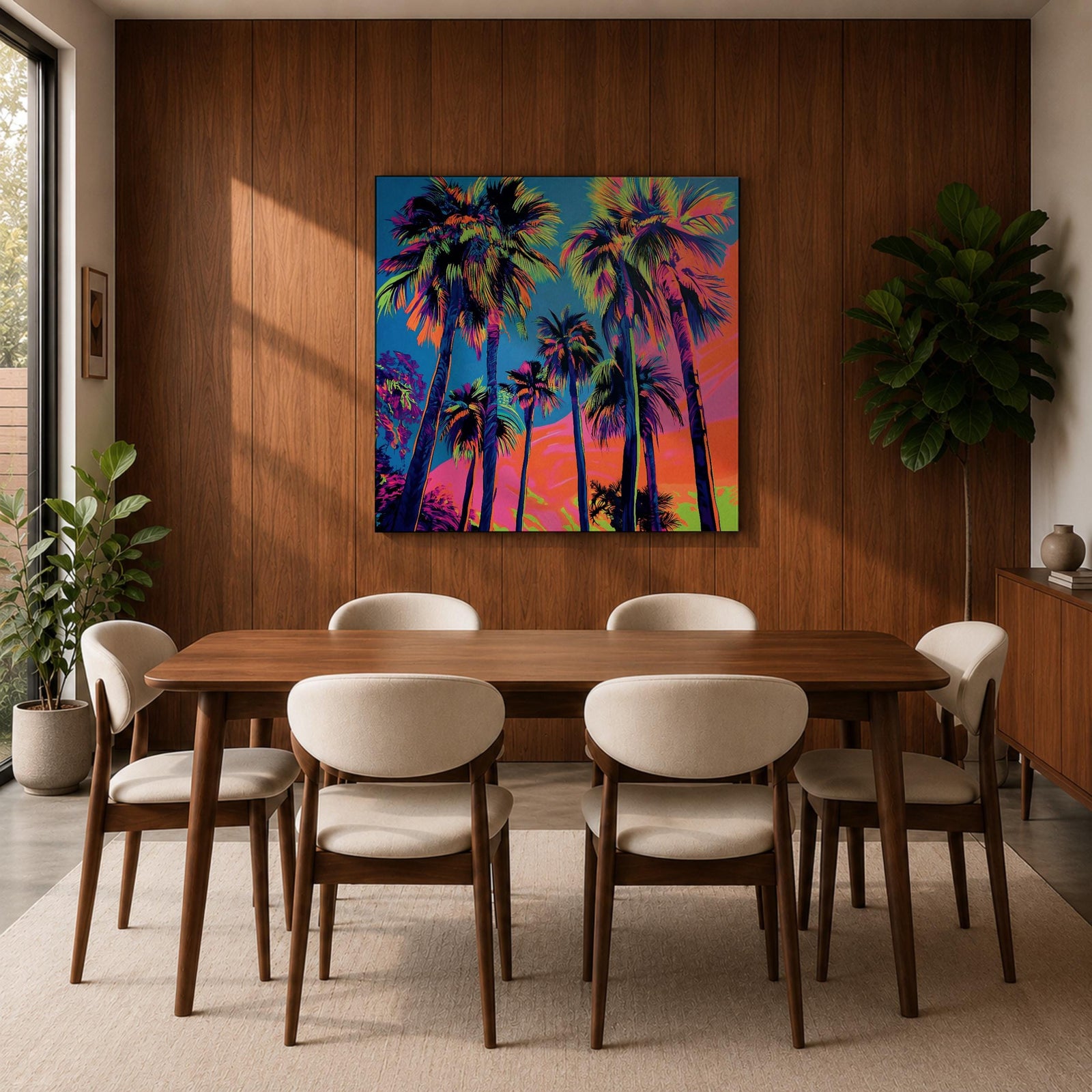 Palm Tree Sunset Wall Art Tropical Beach Framed Canvas Ocean Coastal Home Decor