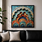 Islamic Mosaic Wall Art Scalloped Arches Framed Canvas Persian Geometric Islamic Home Decor