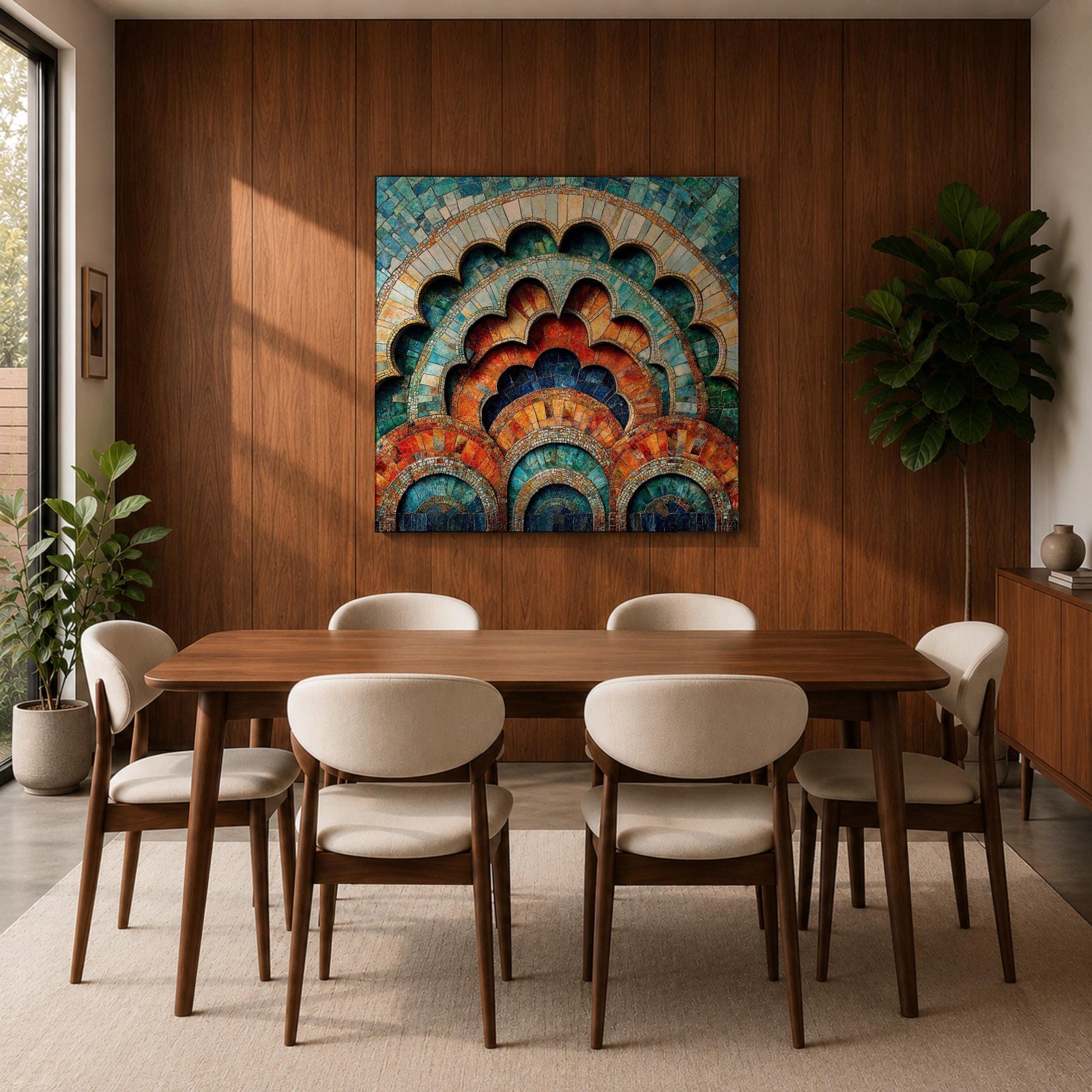 Islamic Mosaic Wall Art Scalloped Arches Framed Canvas Persian Geometric Islamic Home Decor
