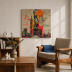 Lady Liberty Wall Art Freedom Statue Framed Canvas New York Skyline Patriotic American Decor
