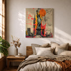 Lady Liberty Wall Art Freedom Statue Framed Canvas New York Skyline Patriotic American Decor