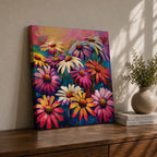 Gerbera Daisy Wall Art Colorful Garden Flowers Framed Canvas Boho Home Decor