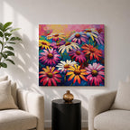 Gerbera Daisy Wall Art Colorful Garden Flowers Framed Canvas Boho Home Decor