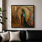 Our Lady of Guadalupe Wall Art La Morenita Framed Canvas Antique Catholic Home Decor
