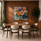 Flower Bouquet Wall Art Vase Flowers Framed Canvas Impasto Botanical Boho Home Decor
