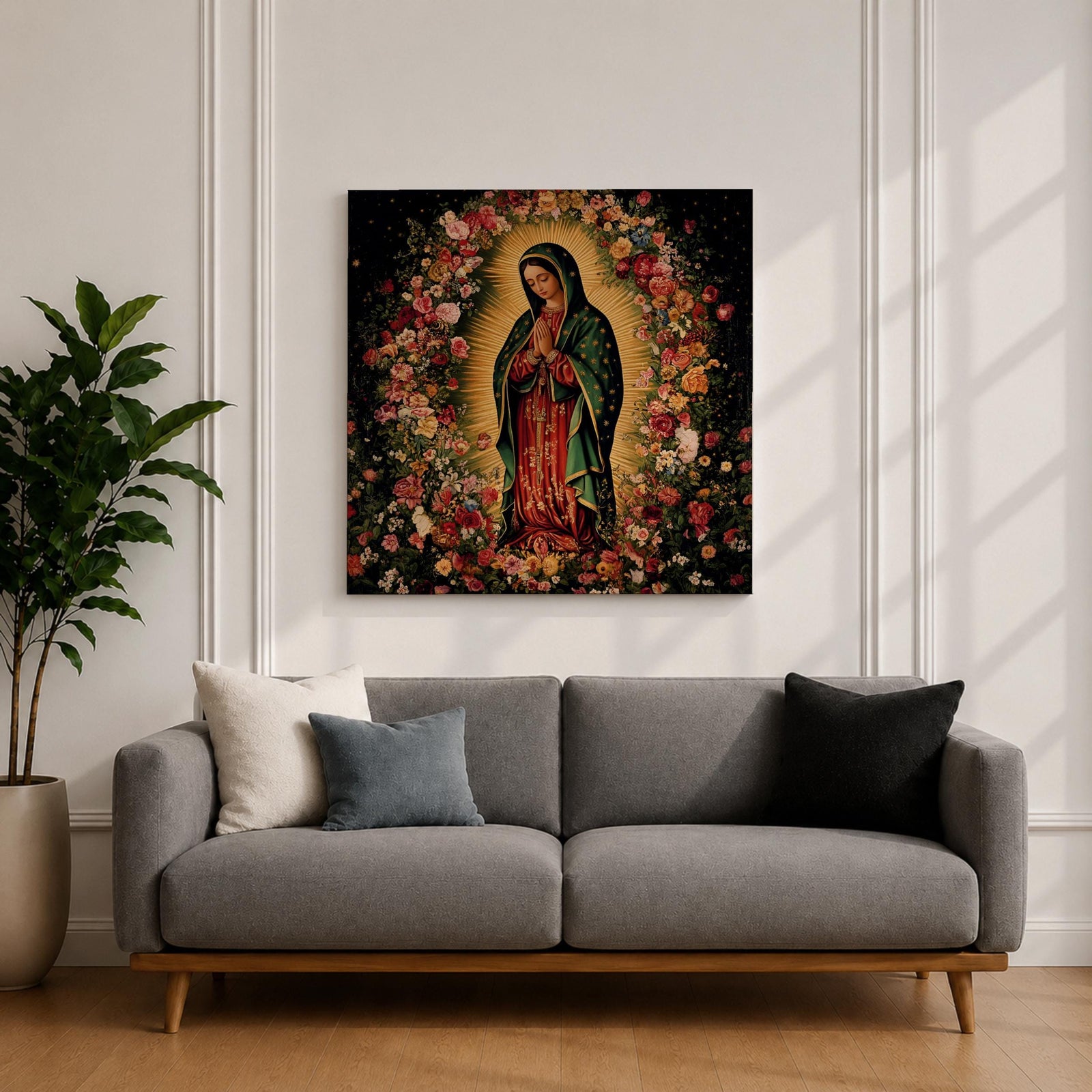 Our Lady of Guadalupe Wall Art La Morenita Framed Canvas Catholic Home Decor