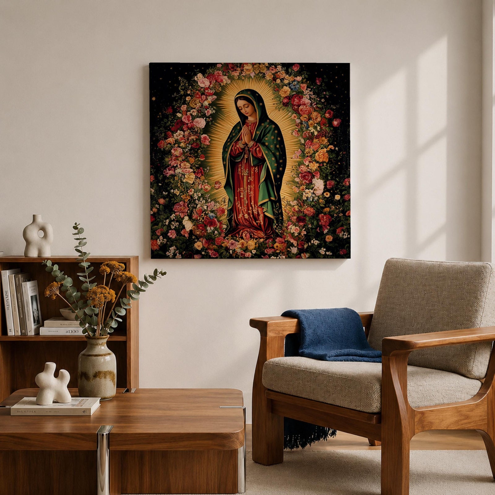 Our Lady of Guadalupe Wall Art La Morenita Framed Canvas Catholic Home Decor