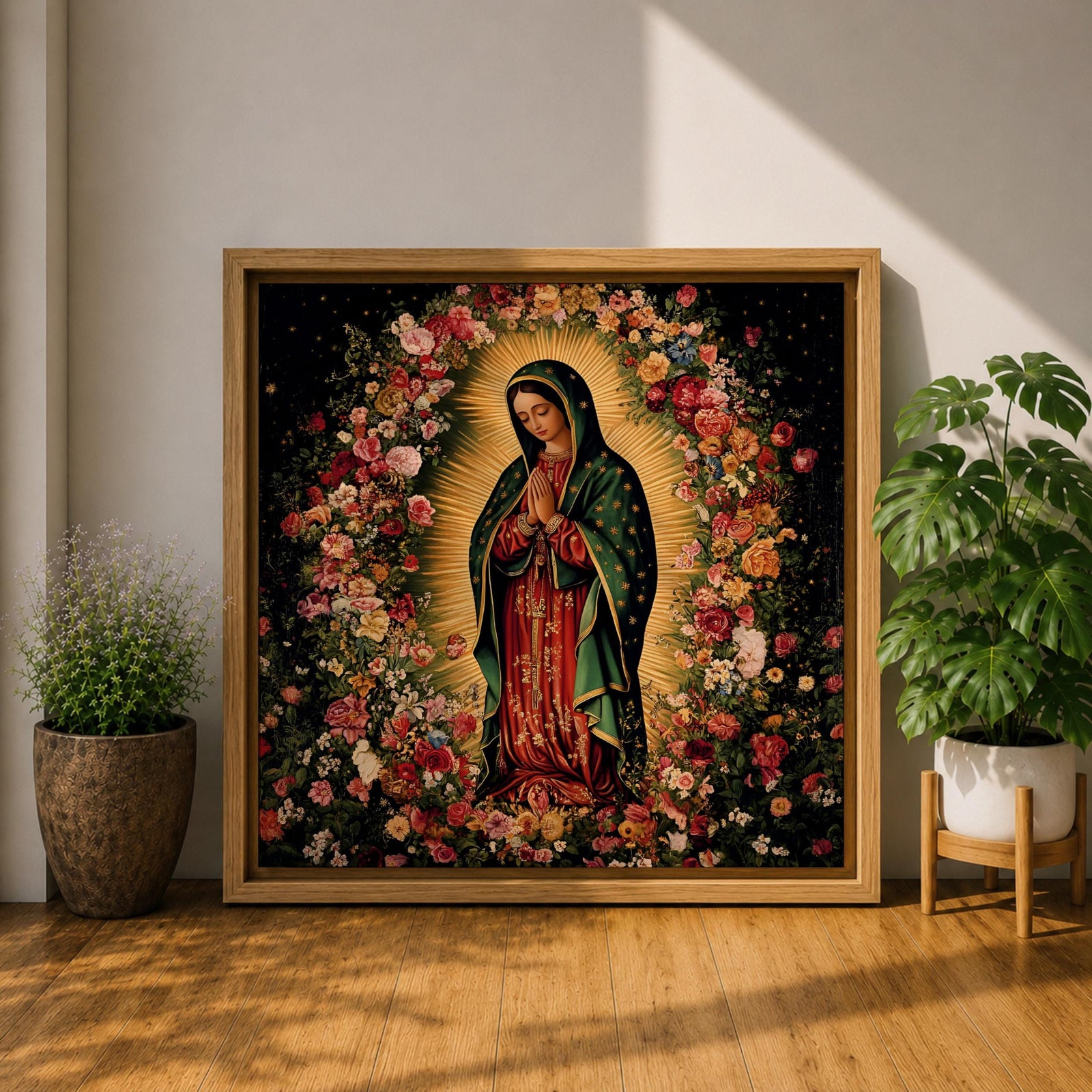 Our Lady of Guadalupe Wall Art La Morenita Framed Canvas Catholic Home Decor