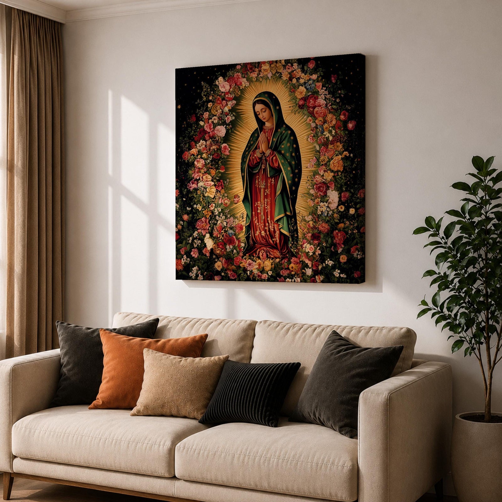 Our Lady of Guadalupe Wall Art La Morenita Framed Canvas Catholic Home Decor