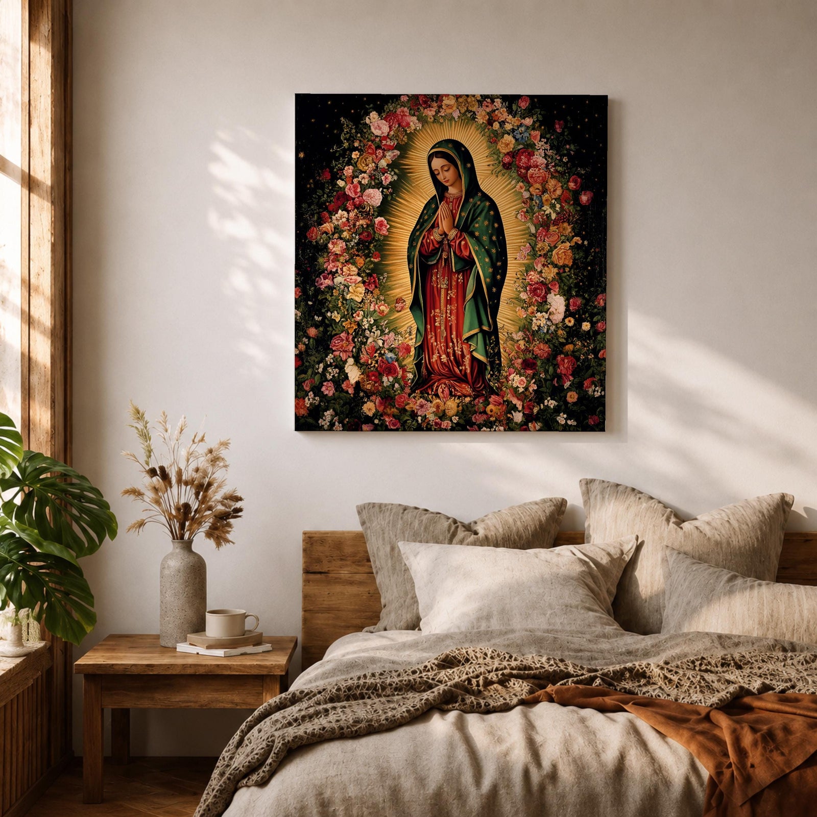 Our Lady of Guadalupe Wall Art La Morenita Framed Canvas Catholic Home Decor