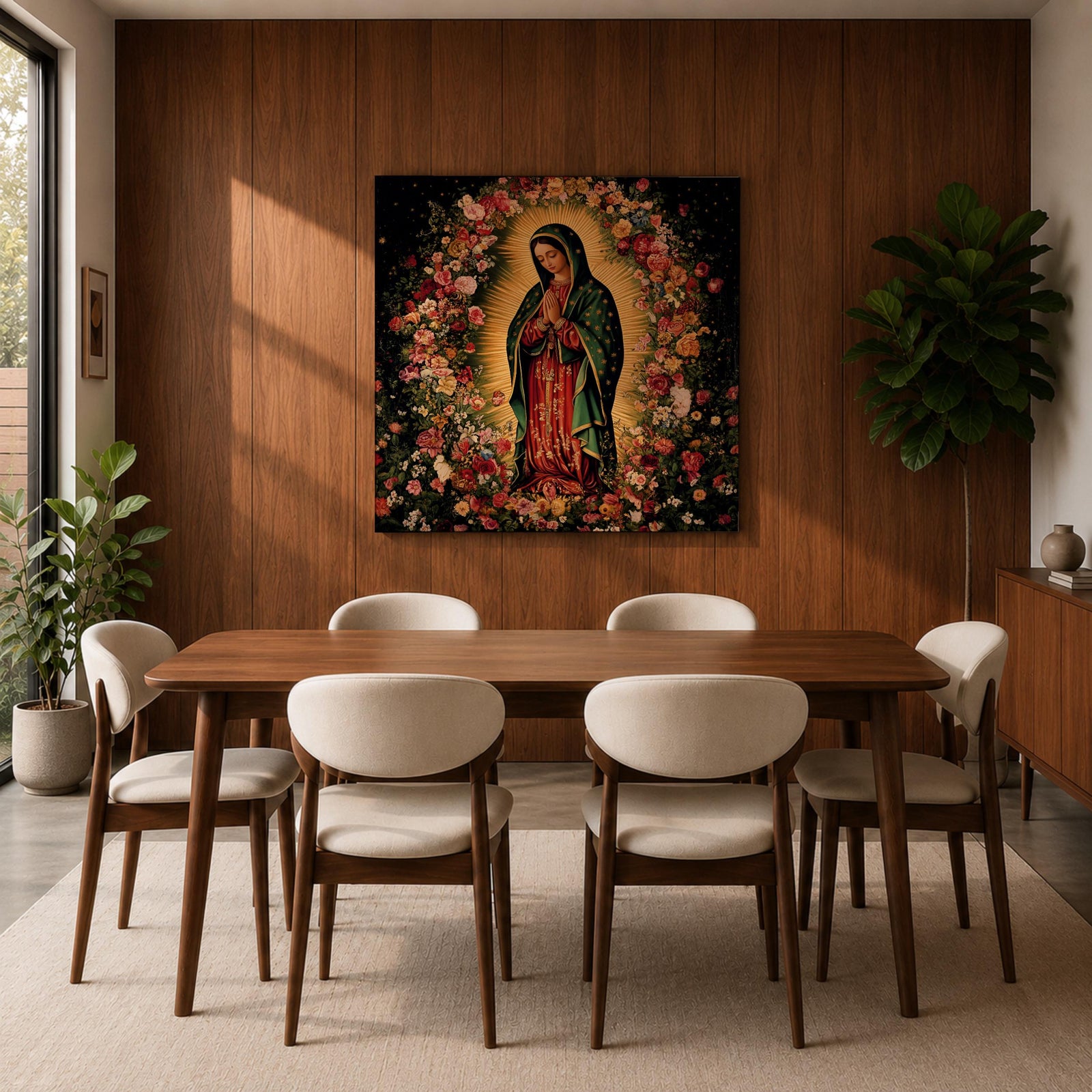Our Lady of Guadalupe Wall Art La Morenita Framed Canvas Catholic Home Decor