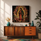 Our Lady of Guadalupe Wall Art La Morenita Framed Canvas Catholic Home Decor