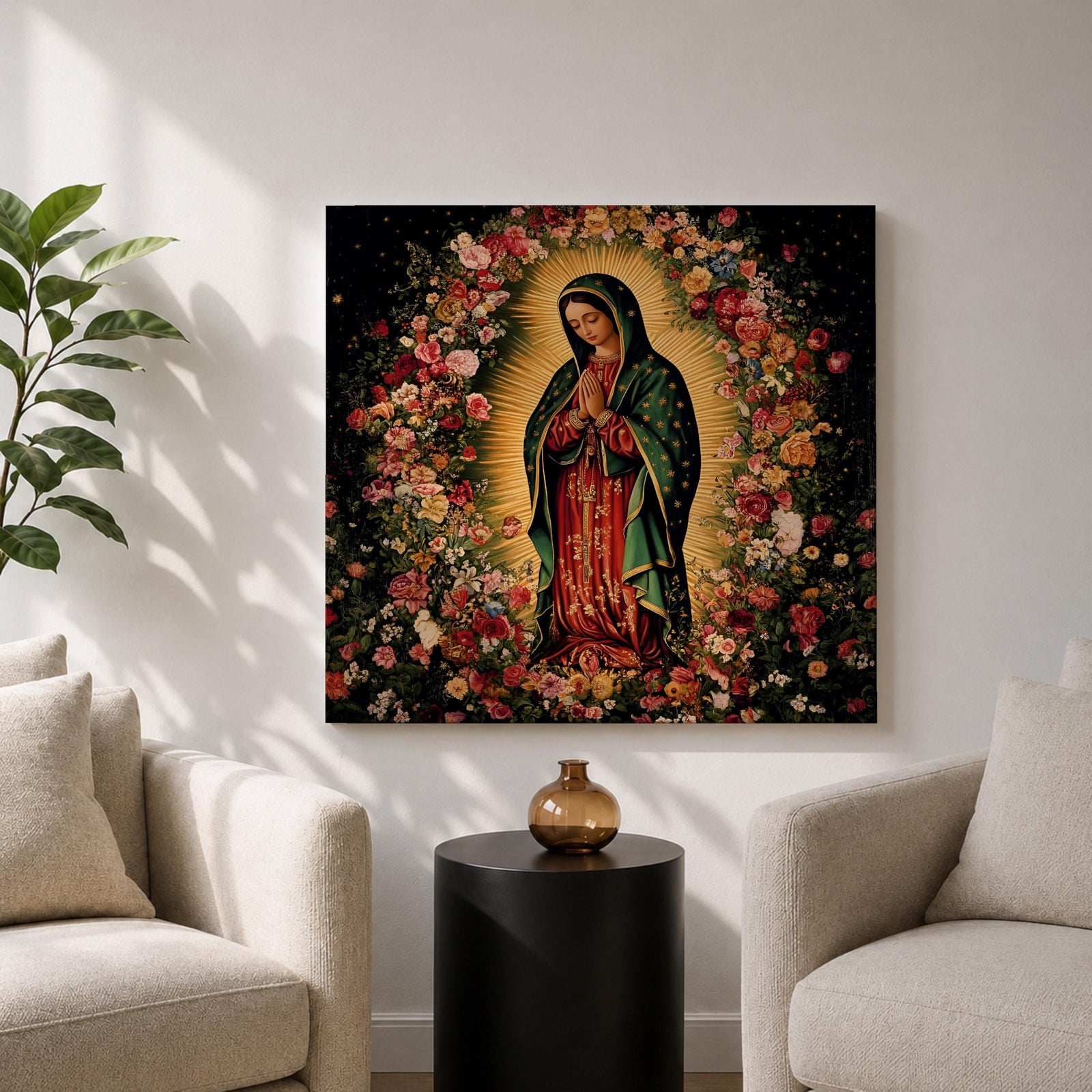 Our Lady of Guadalupe Wall Art La Morenita Framed Canvas Catholic Home Decor