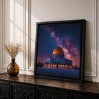 Dome of the Rock Wall Art Night Sky Framed Canvas Jerusalem Islamic Mosque Decor