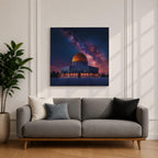 Dome of the Rock Wall Art Night Sky Framed Canvas Jerusalem Islamic Mosque Decor