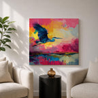 Flying Heron Wall Art Egret Bird Framed Canvas Coastal Wildlife Marsh Rustic Home Decor