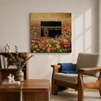 Kaaba Wall Art Floral Garden Framed Canvas Masjid al Haram Mecca Islamic Home Decor