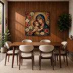 Virgin Mary and Child Wall Art Blessed Mother Framed Canvas Mosaic Catholic Home Decor