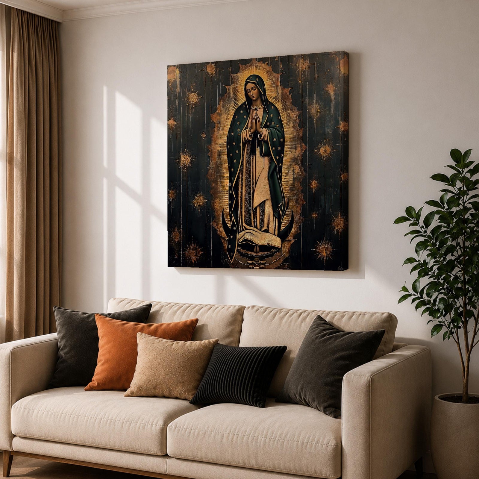 Our Lady of Guadalupe Wall Art La Morenita Framed Canvas Mexican Catholic Home Decor