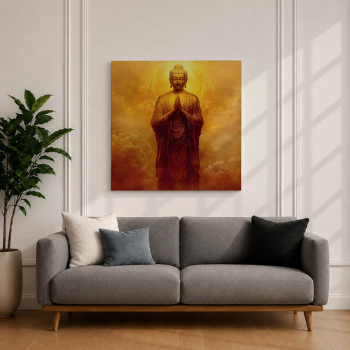 Buddha Wall Art Tathagata Framed Canvas Meditation Zen Buddhist Vintage Rustic Home Decor