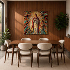 Sacred Heart of Mary Wall Art Blessed Mother Framed Canvas Mosaic Catholic Home Decor