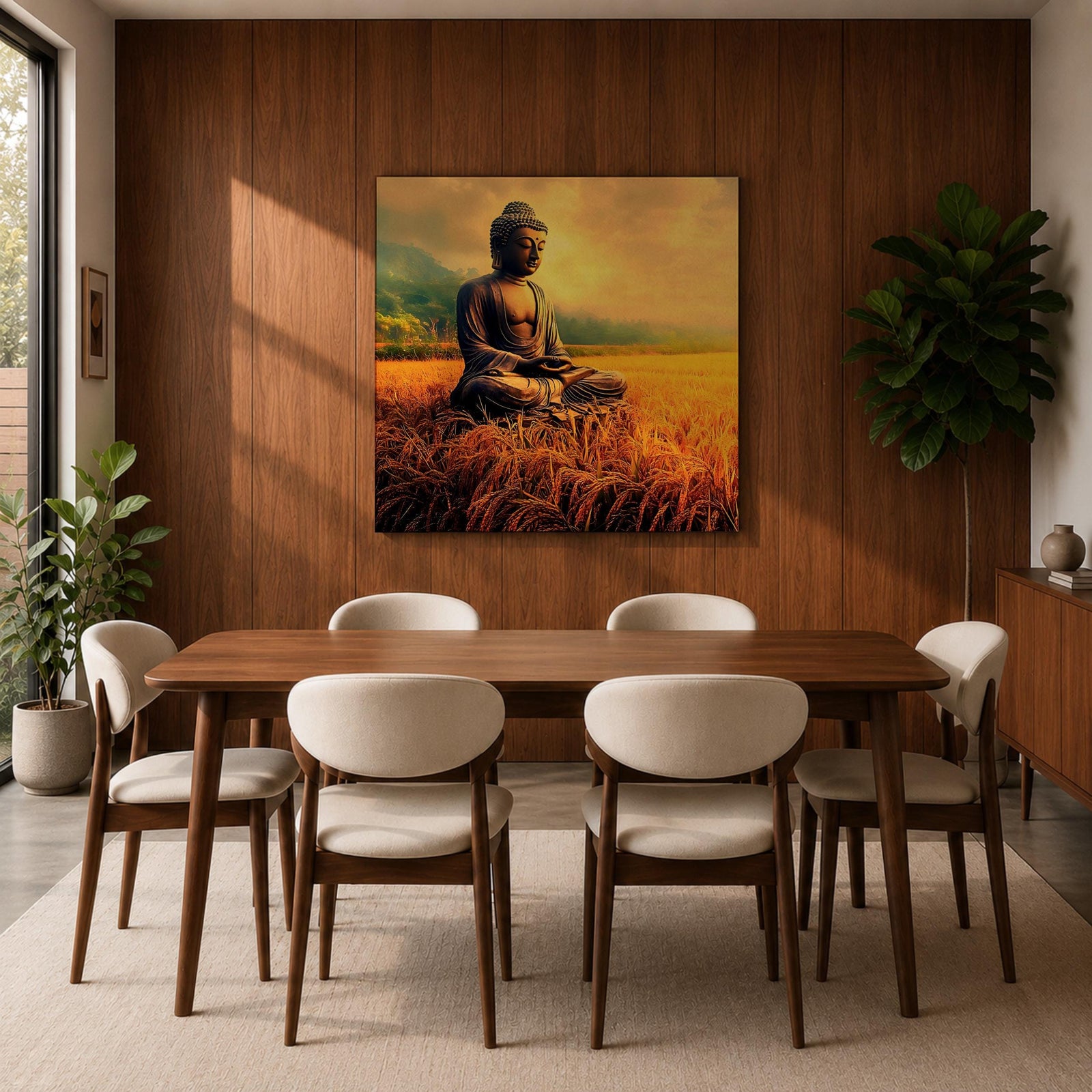 Buddha Wall Art Siddhartha Framed Canvas Meditation Zen Buddhist Rustic Nature Home Decor