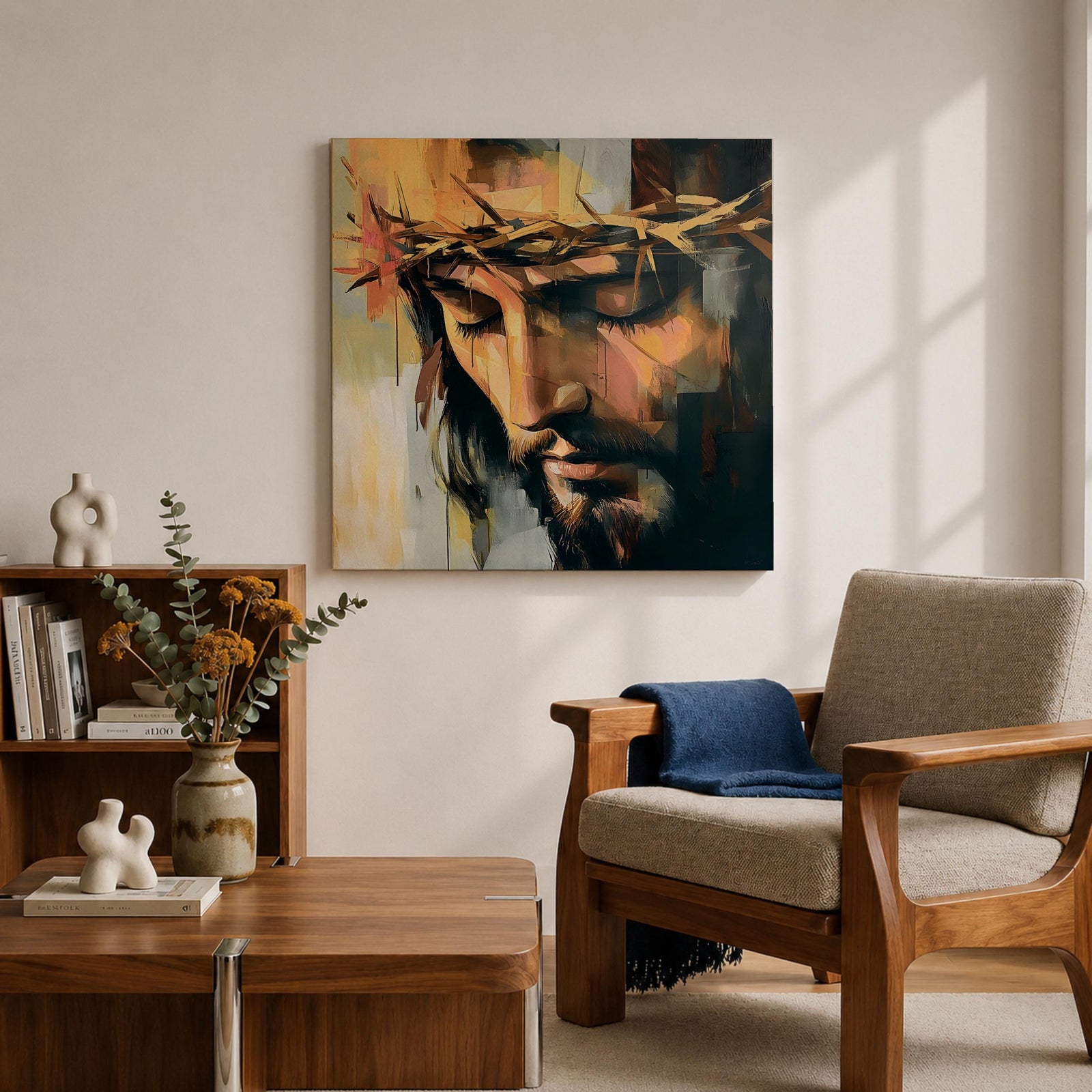Jesus Crown of Thorns Wall Art Passion of Christ Framed Canvas Christian Home Decor